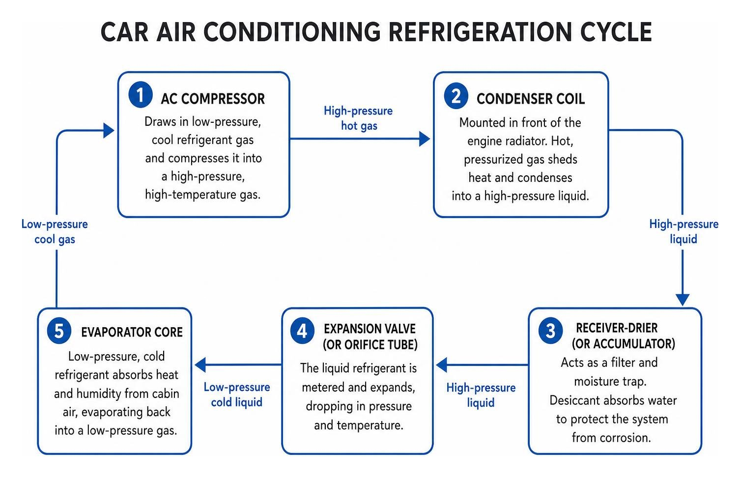 car air conditioning refrigeration cycle process